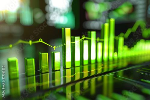 business concept - graph chart in green 3d photo