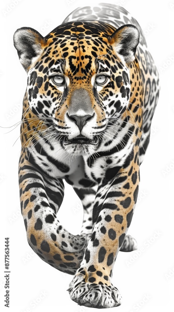 Obraz premium A confident jaguar strides forward, powerful and graceful