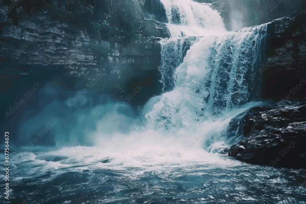 Obraz premium A soothing, minimalist video of a waterfall 