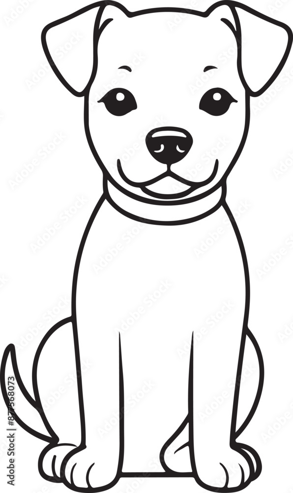 Fototapeta premium Cute dog line art illustration icon design, solid white background 