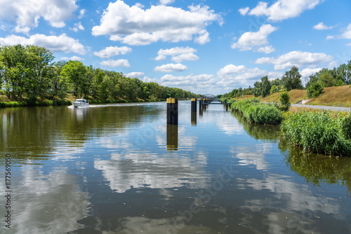 Sunny day in Mittelland Canal, clouds reflected photo