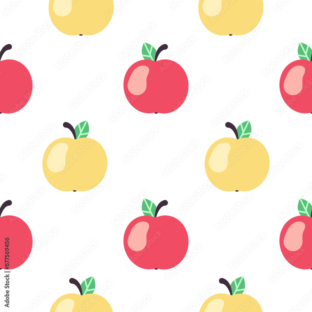 Red and yellow apples. Vector seamless pattern. Red and yellow apples. Vector seamless pattern.
