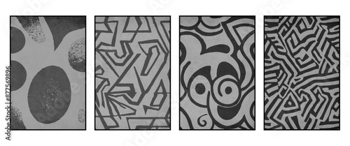 Set of 4 Abstract illustration in vintage style. For use in graphics, for wall decor. .