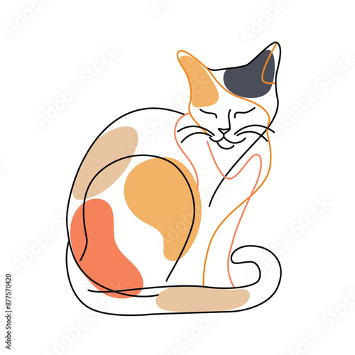 domestic spotted cat ,linear vector illustration by hand