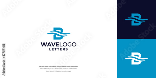 initials letter shaped ocean wave initial logo