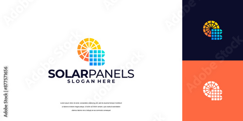 Solar logo design with initial letter B