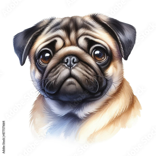 PugLove Watercolor Illustration photo