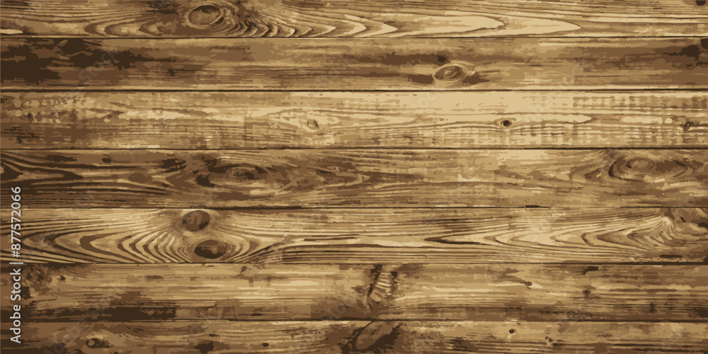 Naklejka premium Aged wood texture with knots. Vintage background. Vector illustration
