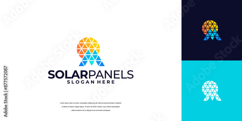 Solar logo design with initial letter M