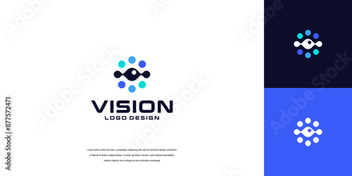 vision logo vector, eye tech logo security idea