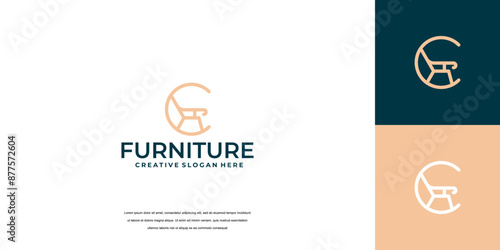 home furniture logo design with initials letter logo