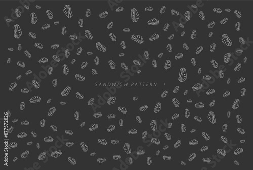 Food pattern background, Hand drawn style.