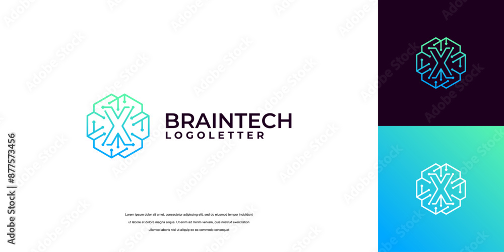 Brain tech logo design. initials letter smart brain logo design Brain tech logo design. initials letter smart brain logo design