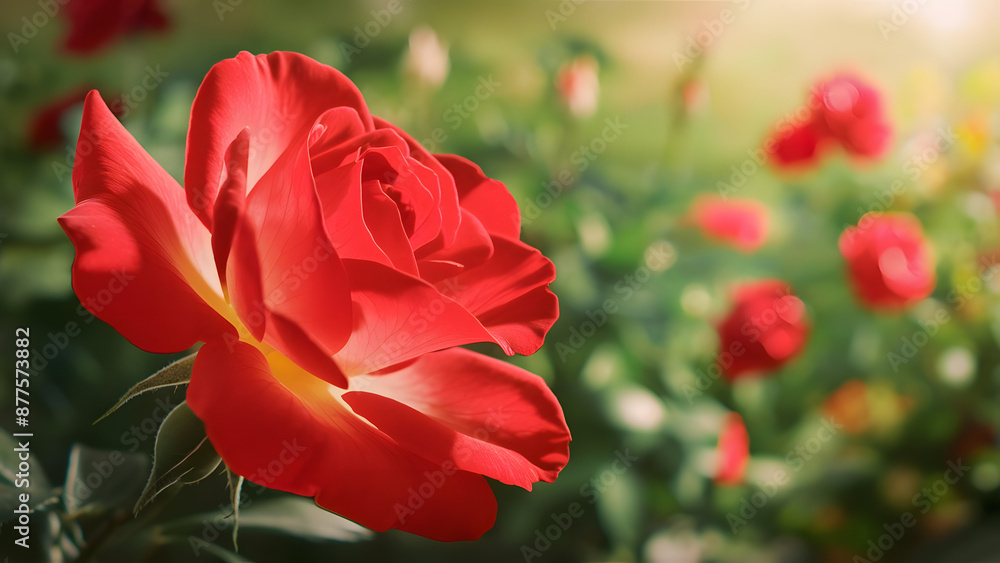 Bright red rose blossoming beautifully Bright red rose blossoming beautifully