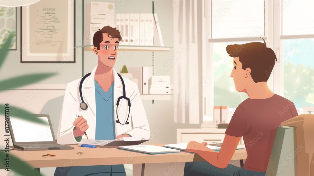 Doctor consultations with patients in a bright office setting during a routine health check-up Doctor consultations with patients in a bright office setting during a routine health check-up