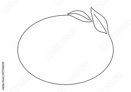 Floral oval frame, one line drawing vector illustration.