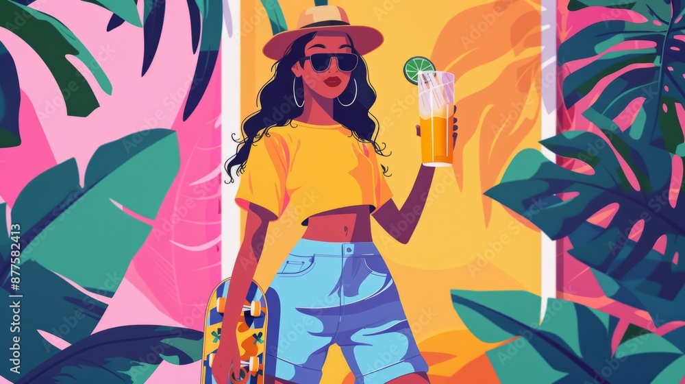 young woman in summer generative ai young woman in summer generative ai
