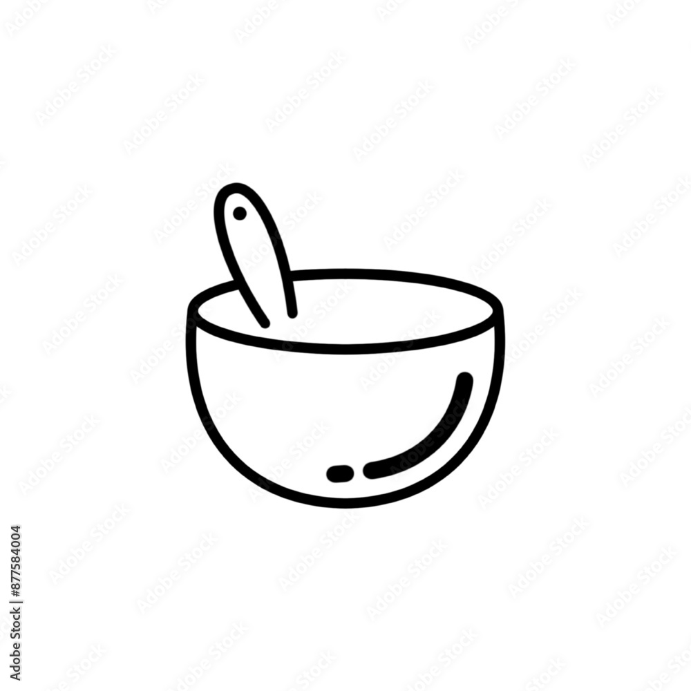 Cooking mix line icon. Bowl with spoon sign. Food preparation symbol. Quality design element. Flat style cooking mix icon. Editable stroke. Vector Cooking mix line icon. Bowl with spoon sign. Food preparation symbol. Quality design element. Flat style cooking mix icon. Editable stroke. Vector