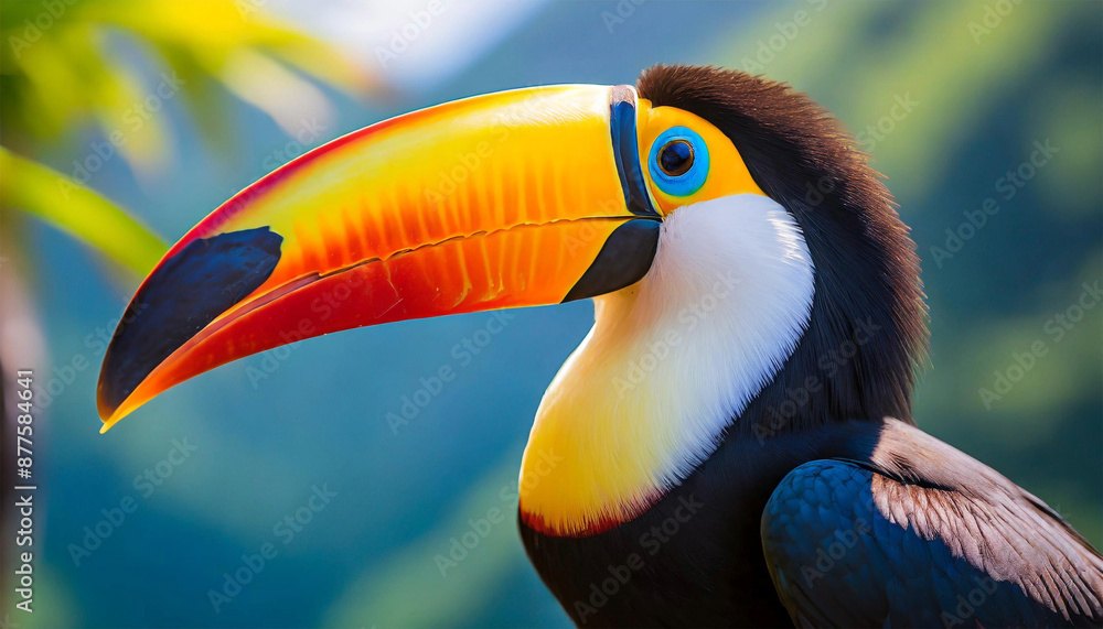 Toucan beak bold and colorful, vibrant background. Toucan beak bold and colorful, vibrant background.