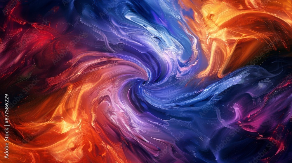 Abstract swirling colors with hues of blue, red, and orange Abstract swirling colors with hues of blue, red, and orange