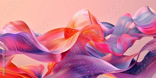 Abstract background with wavy elements and geometric shapes in colorful tones. © tynza