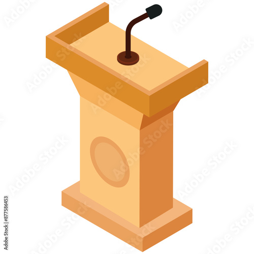 Isometric Podium with Microphone