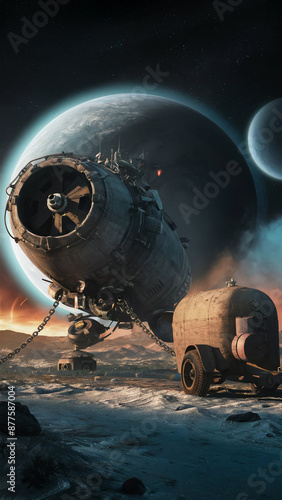 Wallpaper Mural spaceship and earth Torontodigital.ca