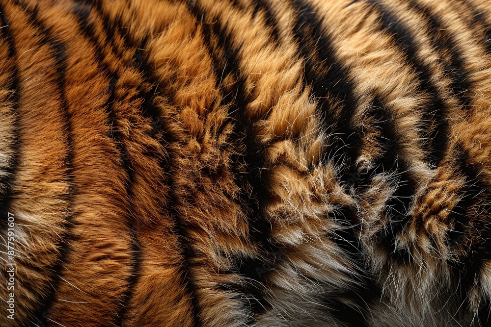 Explore the intricate details and captivating patterns of tiger fur in this high-resolution macro shot. Highlighting the prominent stripes and subtle color gradients Explore the intricate details and captivating patterns of tiger fur in this high-resolution macro shot. Highlighting the prominent stripes and subtle color gradients