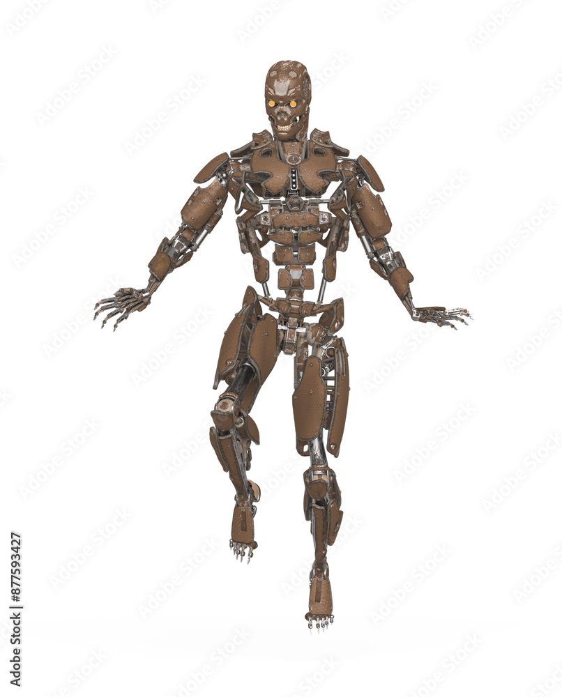 mega cyborg is floating and looking for action in white background mega cyborg is floating and looking for action in white background