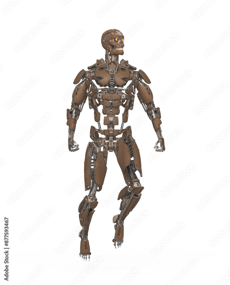 mega cyborg is floating and ready for action in white background mega cyborg is floating and ready for action in white background