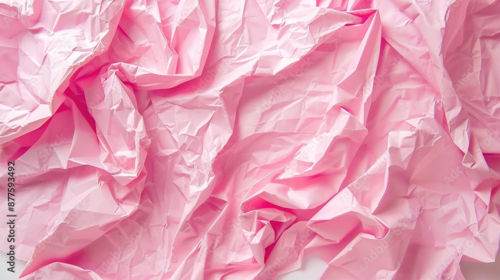 Pink wrinkled paper on a white backdrop Pink wrinkled paper on a white backdrop