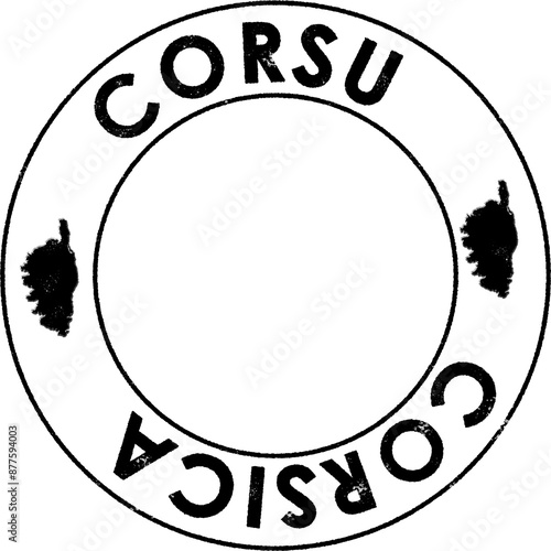 Corsica stamp written in Corsican languge, Stamp Round Vector Icon. Vintage Postage Designs.