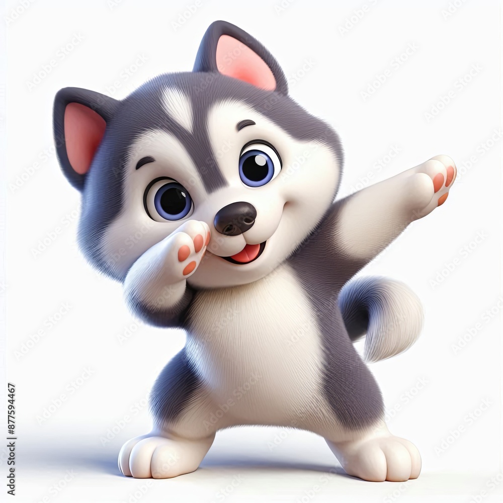 Cute Husky Dog Dabbing Cartoon 3d Generatve AI Cute Husky Dog Dabbing Cartoon 3d Generatve AI
