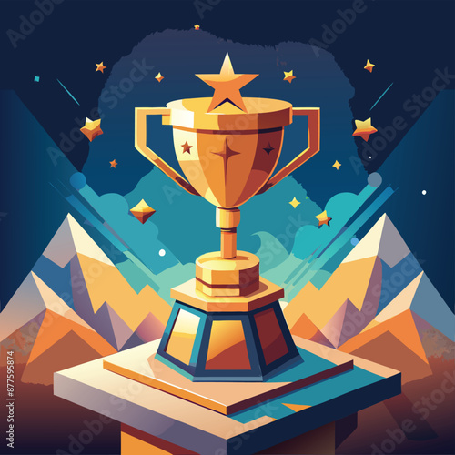 A-flat-illustration-of-a-flying-in-the-air-trophy