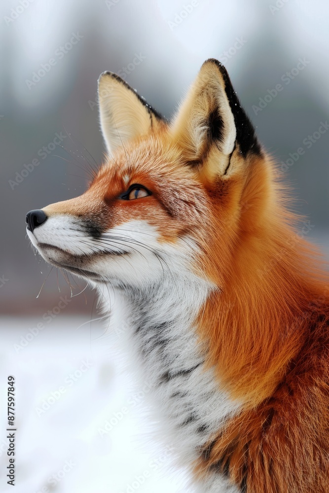 Obraz premium Close-up portrait of a red fox with a blurred background