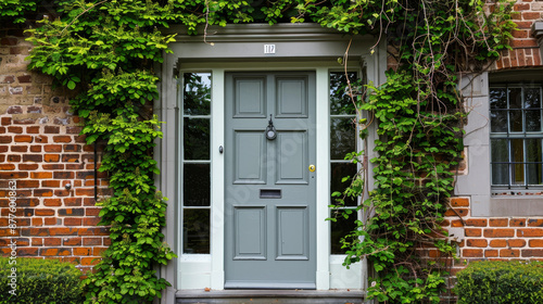 Packages left by the front door  beside a grey door.