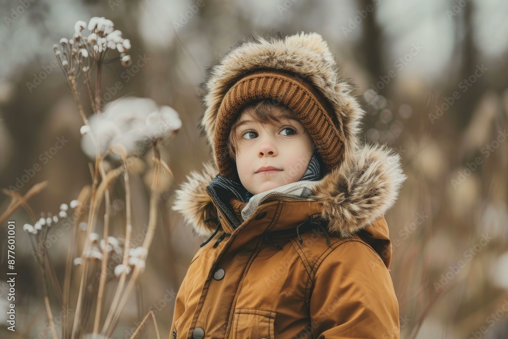 Young boy is enjoying his time outside on a cold winter day Young boy is enjoying his time outside on a cold winter day