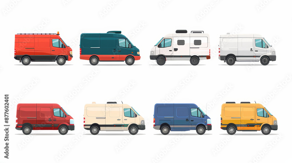Set of fast delivery truck vector icons, representing express delivery and courier services. Set of fast delivery truck vector icons, representing express delivery and courier services.