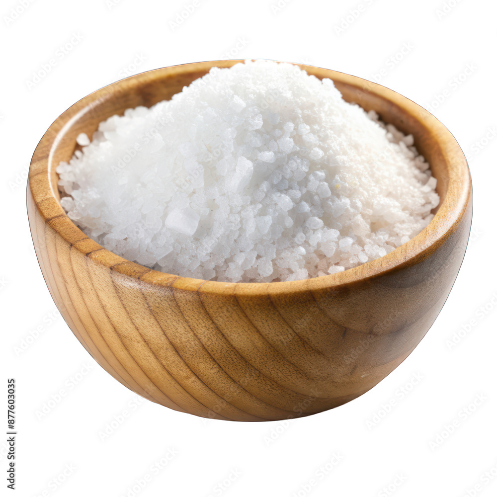 A wooden bowl of salt on transparent background A wooden bowl of salt on transparent background