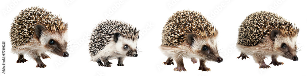 set of A hedgehog sniffing around on a transparent background set of A hedgehog sniffing around on a transparent background