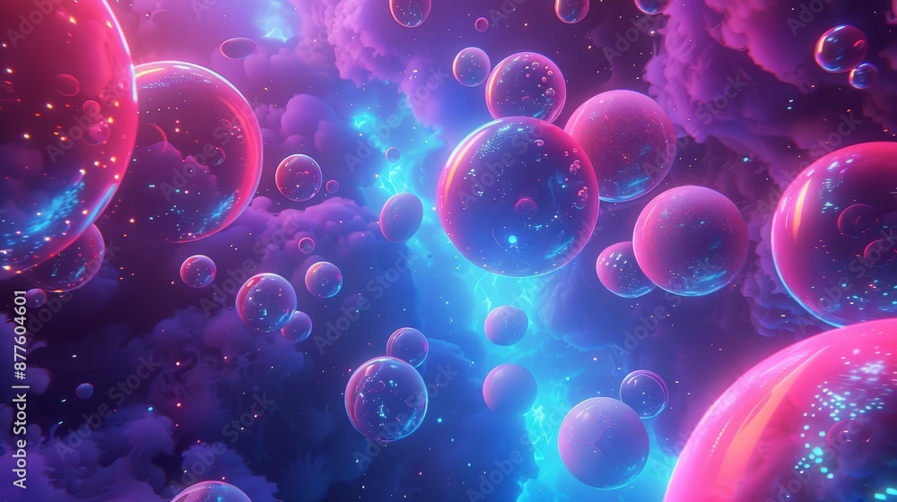 Futuristic Spherical Objects in a Psychedelic Space-Scape Futuristic Spherical Objects in a Psychedelic Space-Scape