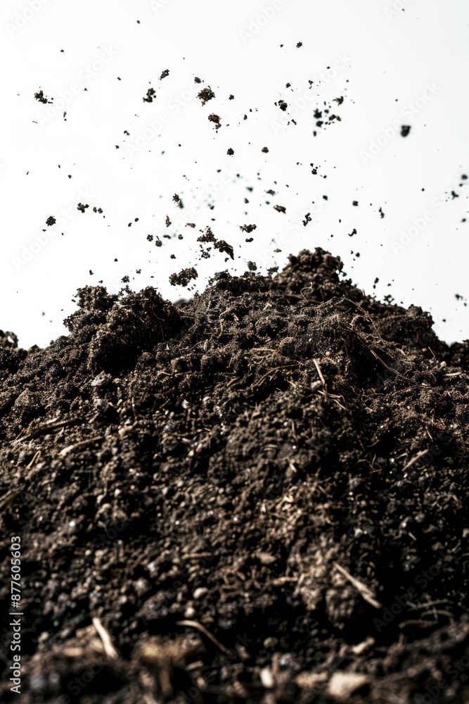 A pile of dirt with a blue sky in the background, perfect for illustrations about nature or environmental issues A pile of dirt with a blue sky in the background, perfect for illustrations about nature or environmental issues