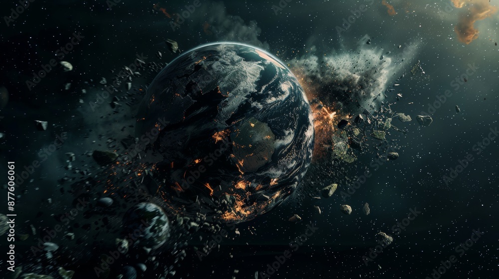 Satellite View of Earth Being Demolished by a Black Hole