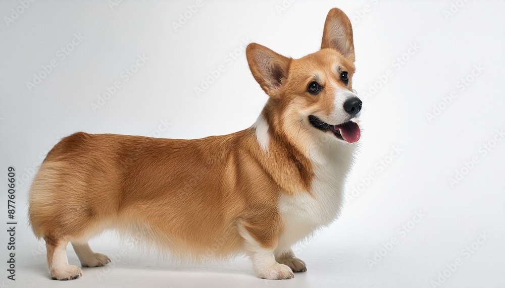 Welsh Corgi standing on a white background Welsh Corgi standing on a white background