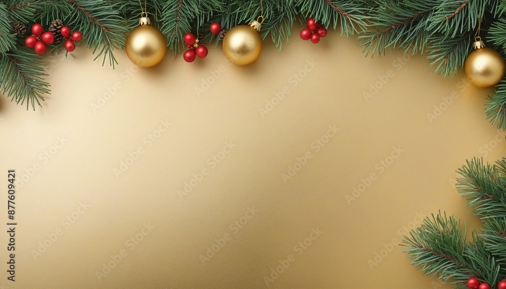 Festive holiday border with snowy spruce branches and glittering ornamentsportrait Festive holiday border with snowy spruce branches and glittering ornamentsportrait
