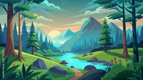 nature forest vector background illustration 