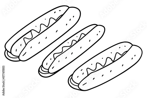 Baguette sandwiches line art artistic design hand illustration