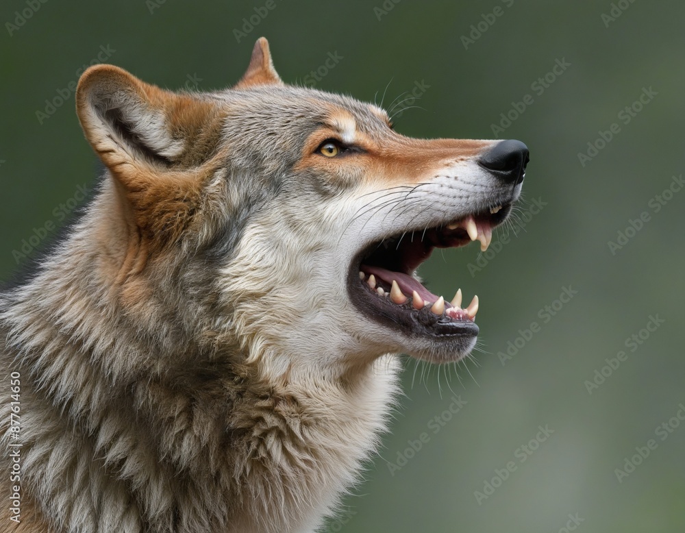 Portrait of a Wild White Wolf Howling in a North American National Park Portrait of a Wild White Wolf Howling in a North American National Park