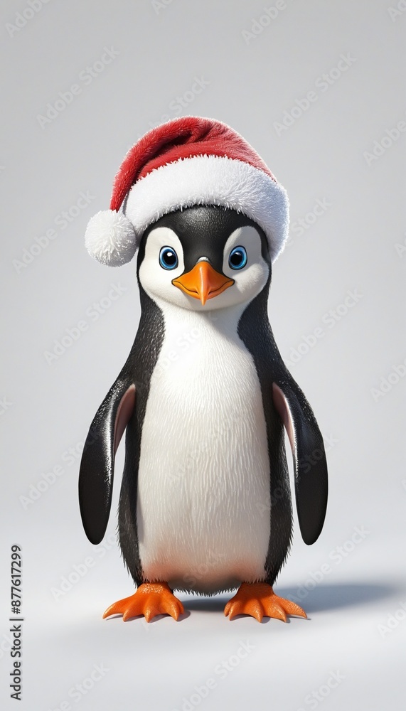 Fototapeta premium Love and Joy: Festive Penguin in Santa Hat