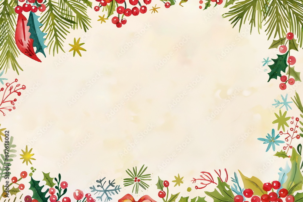 Greeting card with with space for text, frame, festive design concept, in red and green colors, vintage style Greeting card with with space for text, frame, festive design concept, in red and green colors, vintage style